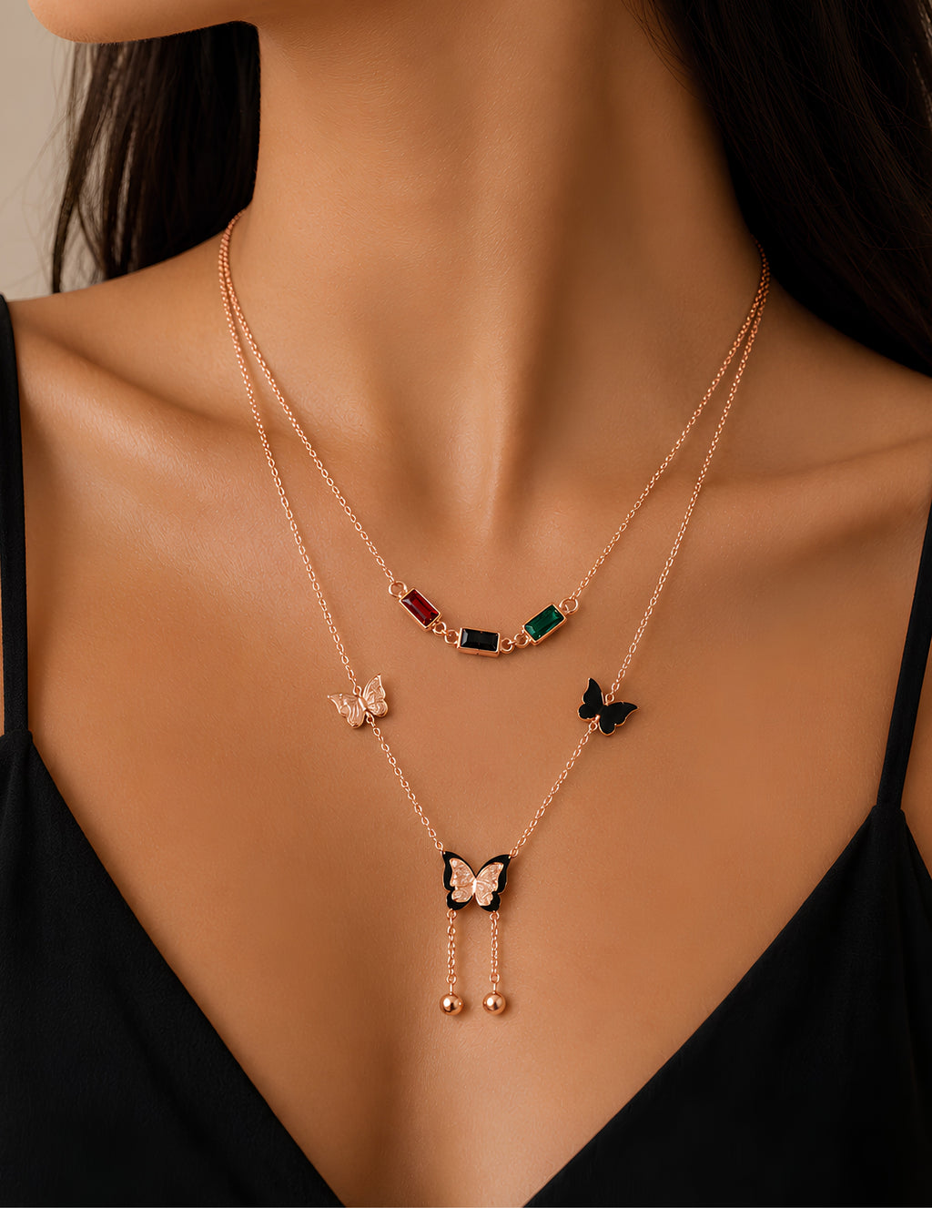 Henika Butterfly Layered Necklace