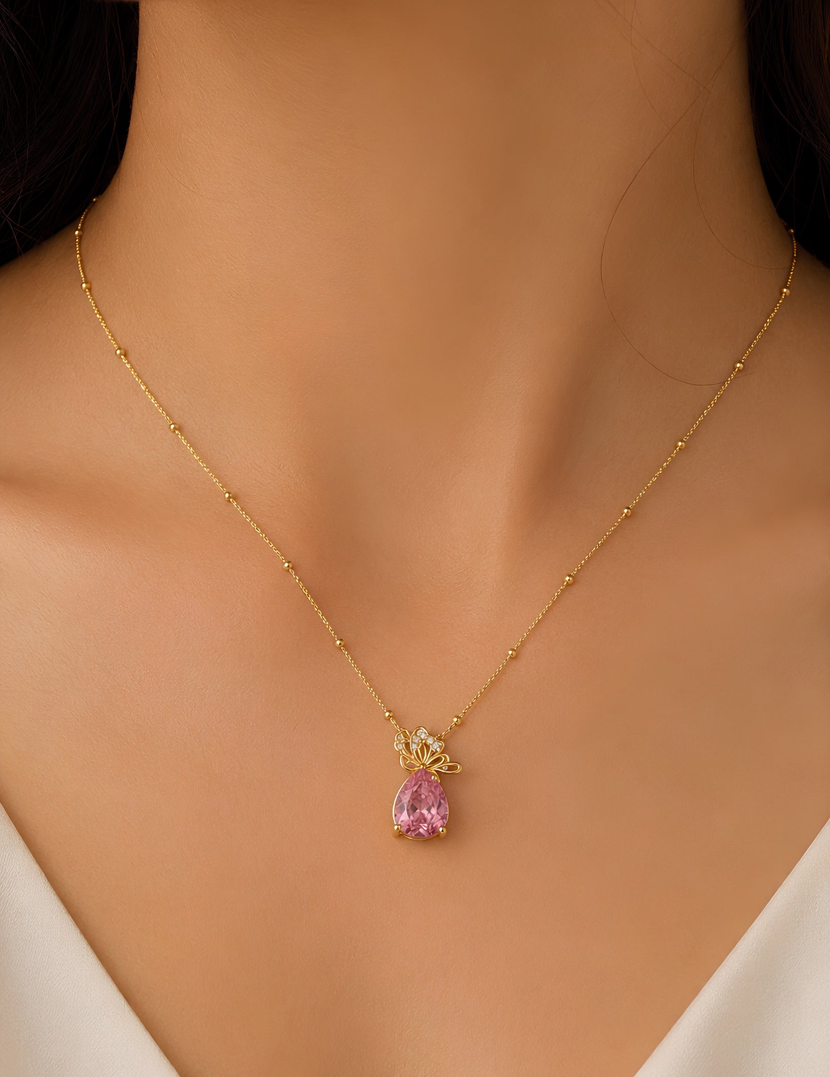 Henika Blush Butterfly Pendant Necklace
