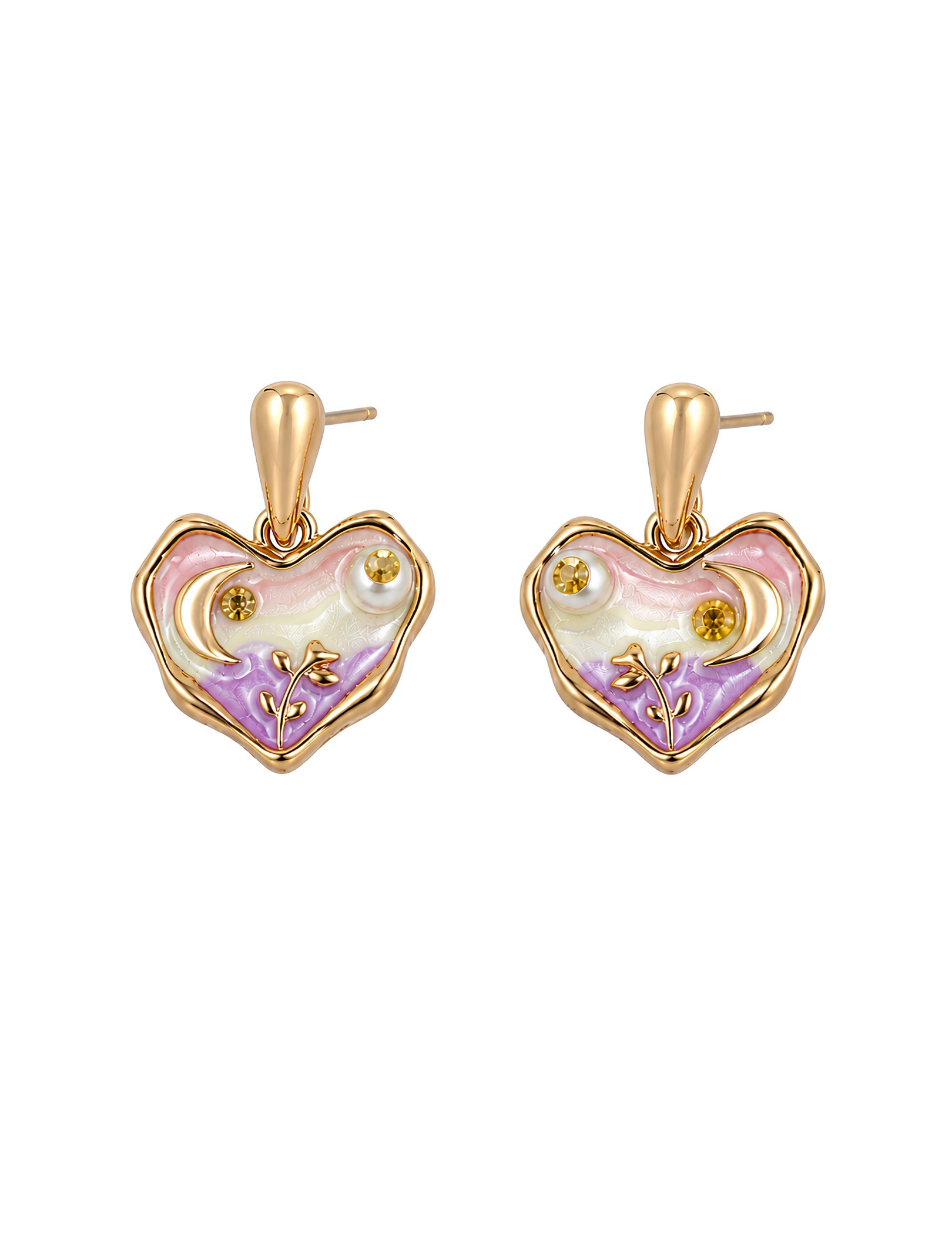 Henika Moonlit Heart Drop Earrings