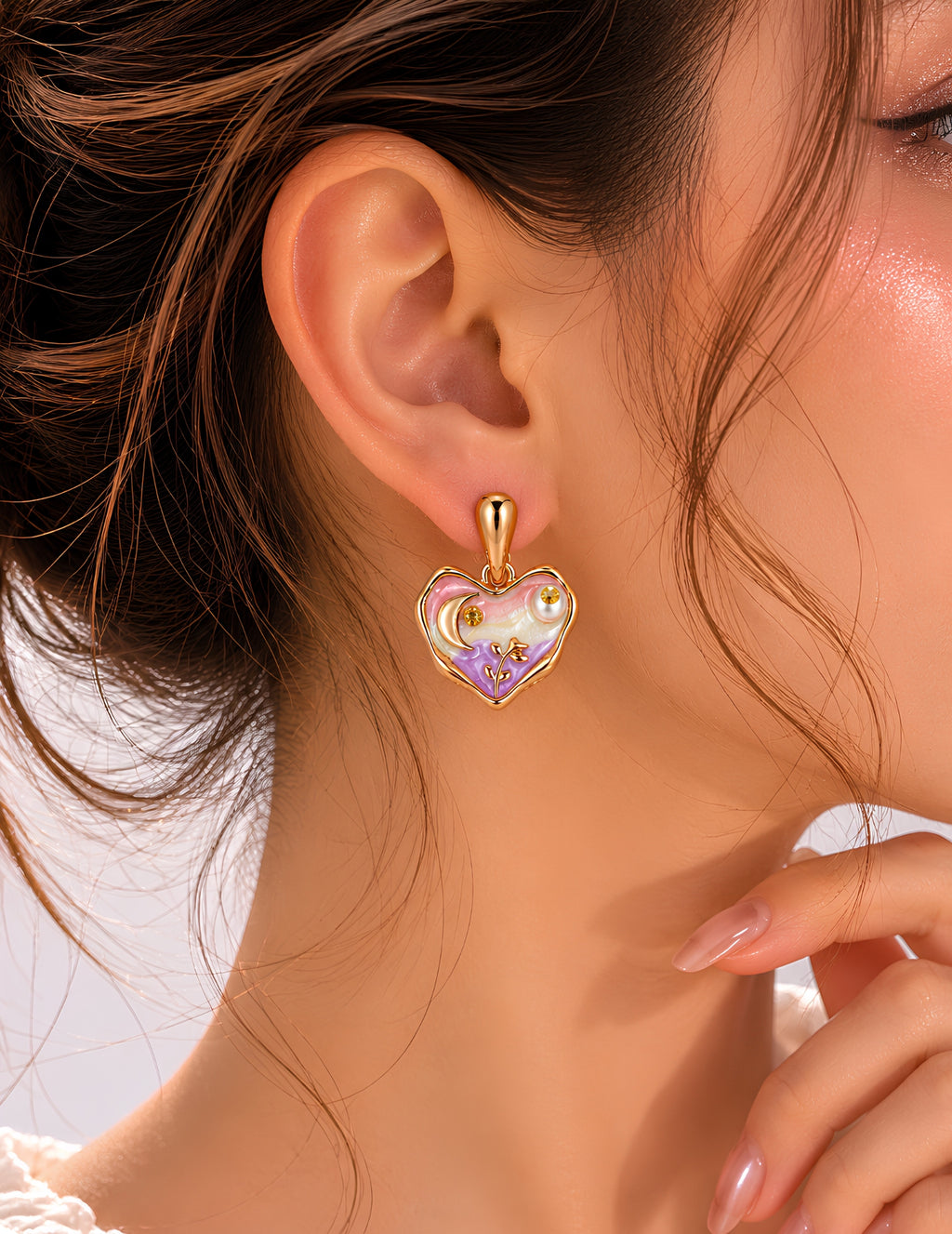 Henika Moonlit Heart Drop Earrings